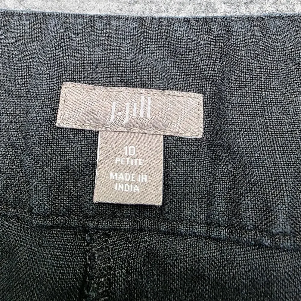 J Jill Pants Womens Petite 10 Black Linen Wide Leg Dress Trousers Casual Summer - Picture 2 of 16